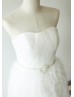 Strapless Ivory Tulle Special Wedding Dress With Ruffles